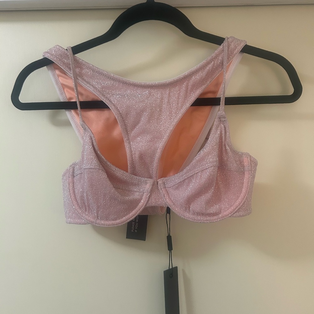 PINK SPARKLE TRIANGL swimsuit Small top - Med Botoms